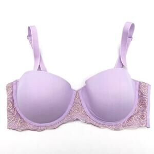 Maidenform Women 34D Love The Lift Balconette‎ Bra Lilac Convertible DM9905 Lace